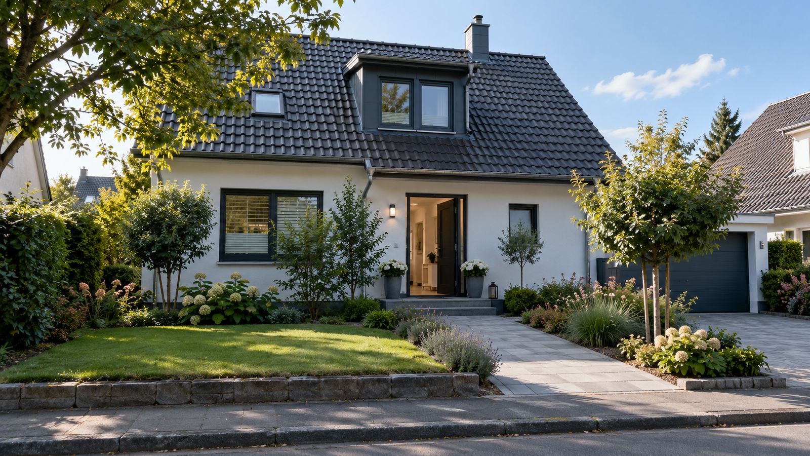 Einfamilienhaus mit offener Haustür